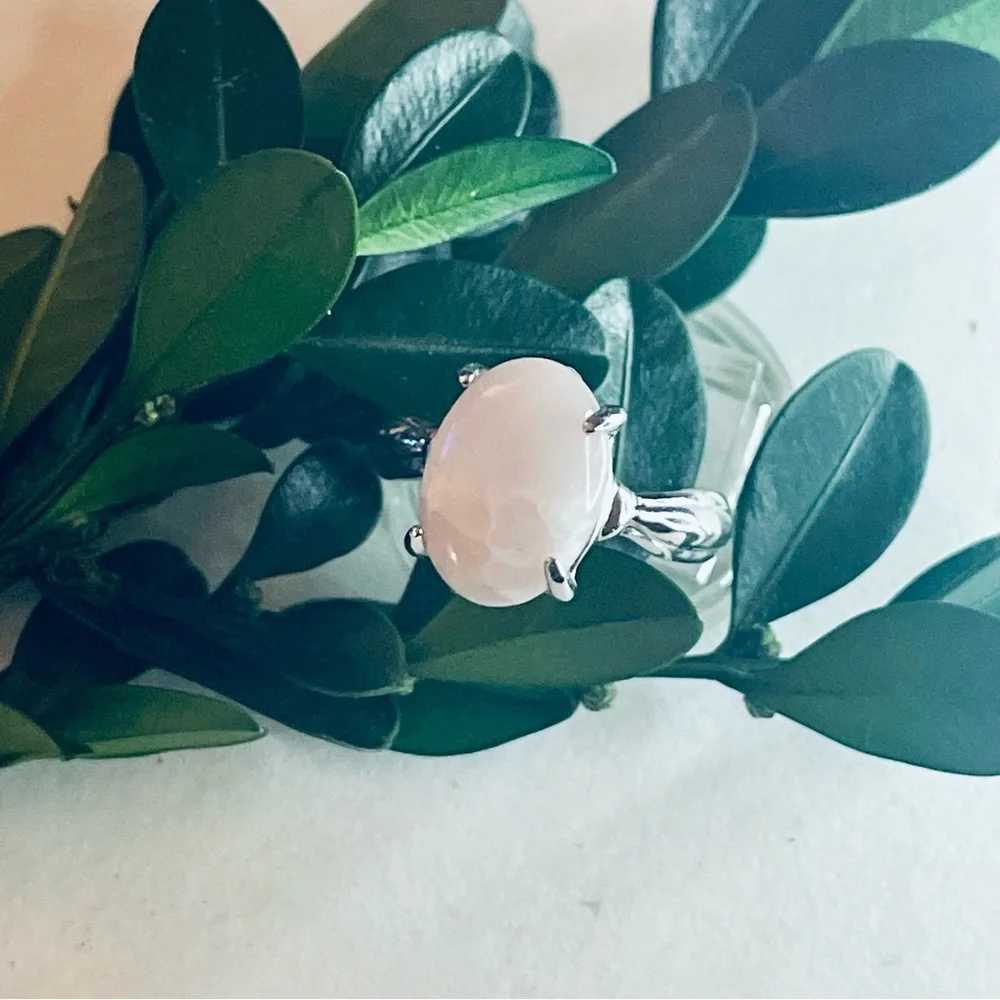 New Natural Rose Quartz Boho Sterling Silver Minimalist Arizona Artisan Ring